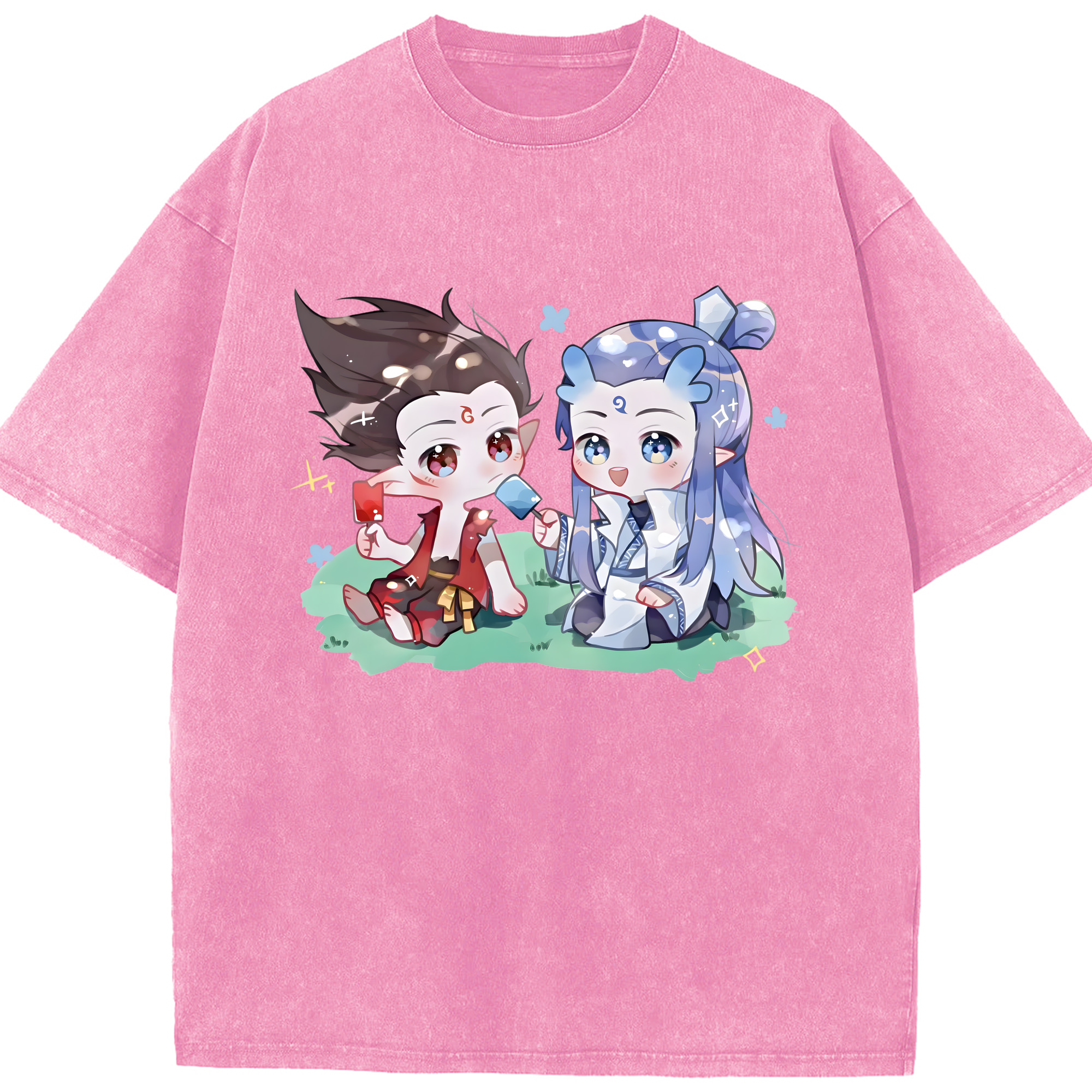 （画像用） Ne Zha 2 ナタ 魔童の大暴れ 綿100% ヴィンテージ風 半袖Tシャツ（フロントプリント）
